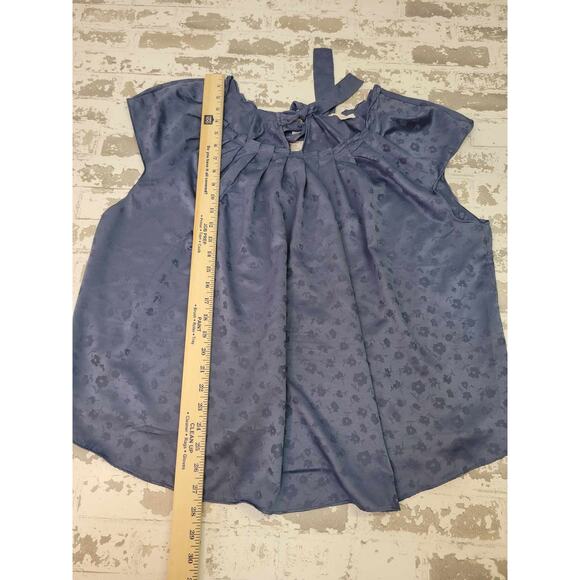 2593 Lauren Conrad Women's Navy Floral Blouse with Tie Back Detail Size 0X - Picture 3 of 6